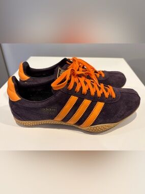 Adidas women’s Purple Suede Sneakers with Orange Stripes